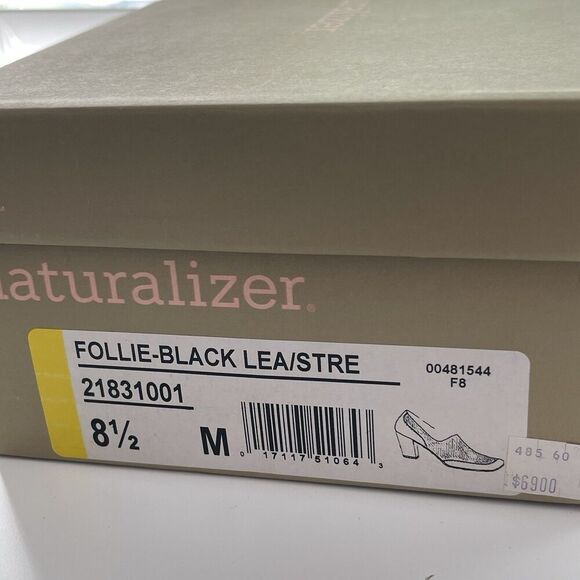 Naturalizer Heeled Loafers Pumps Sz 8.5 Black Leather Block Heels Office Classic - Picture 14 of 16